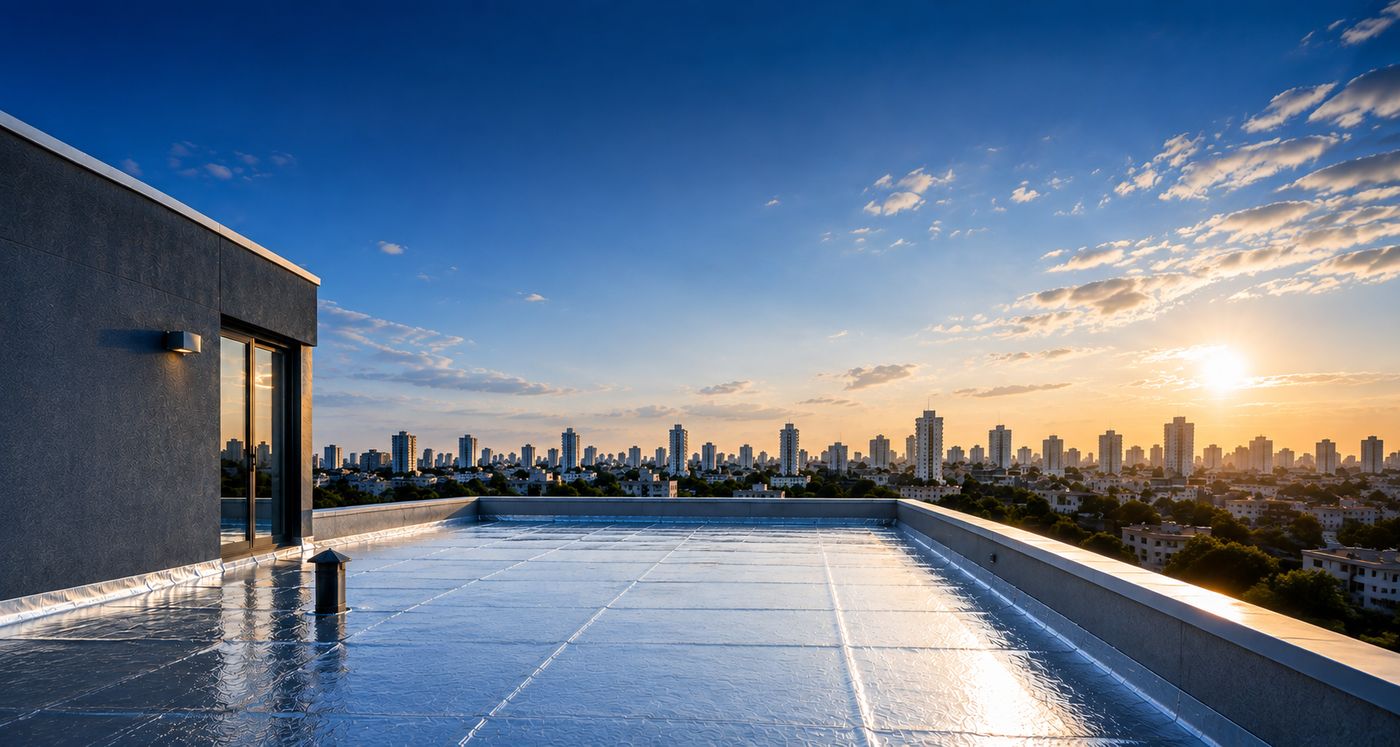 Terraza impermeabilizada con vista a la ciudad